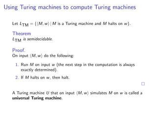 Turing Universal Machine Theorem universal turing machine computer science | PDF