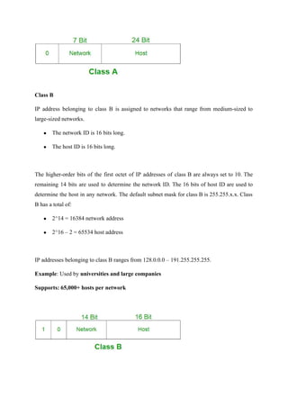 Basics of IP address ,IP-address classes, Subnet mask | PDF