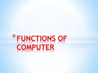 *FUNCTIONS OF
COMPUTER
 