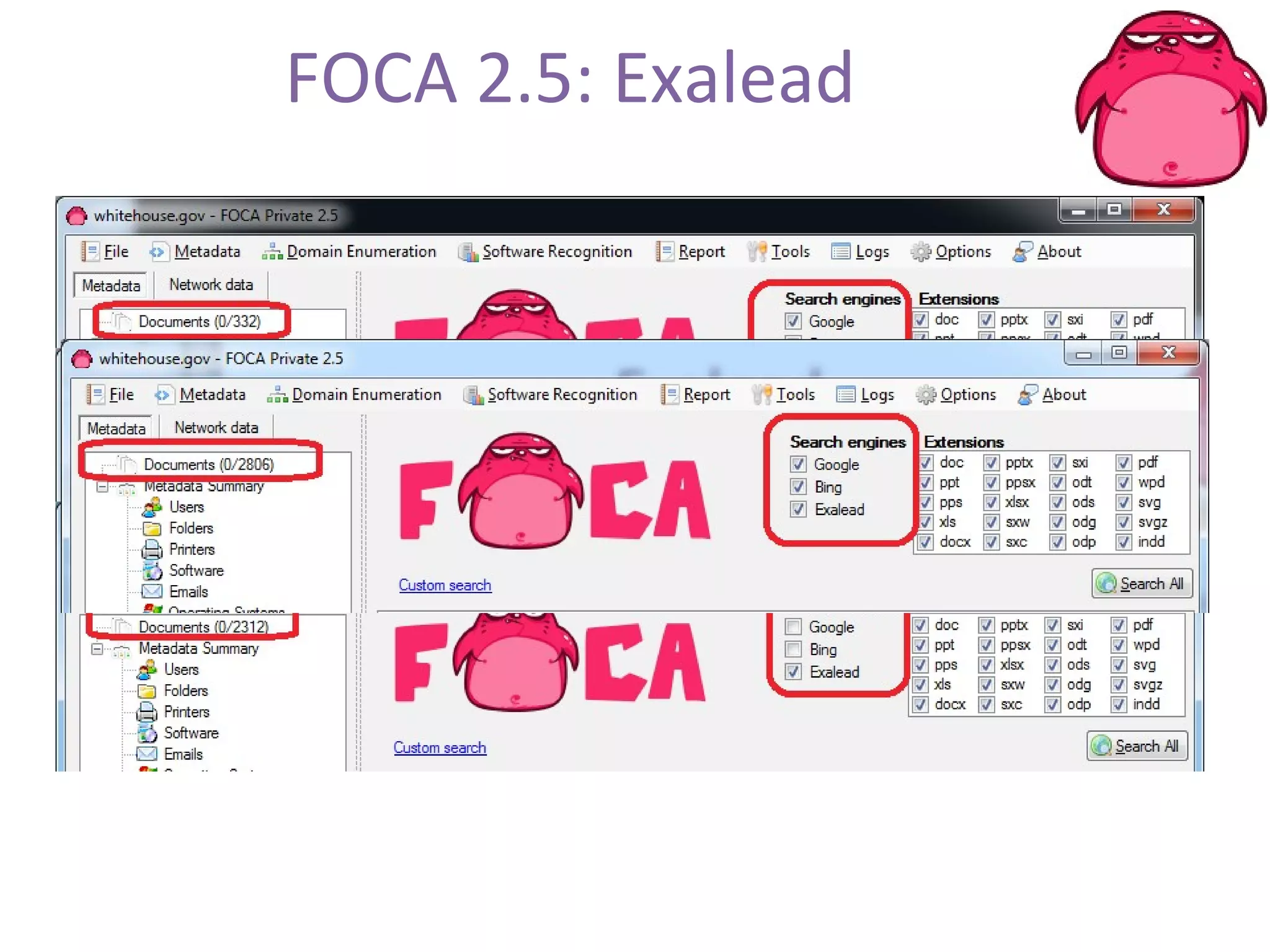 FOCA 2.5: Exalead 