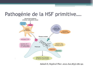 Pathogénie de la HSF primitive….




              Sahali D, Nephrol Ther. 2012 Jun;8(3):180-92.
 