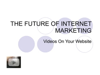 THE FUTURE OF INTERNET MARKETING Videos On Your Website 