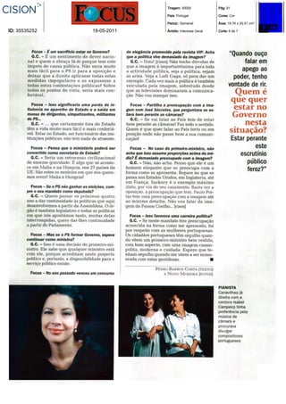 Tiragem: 30000            Pág: 91

                            País: Portugal            Cores: Cor

                            Period.: Semanal          Área: 19,76 x 25,51 cm²

ID: 35535252   18-05-2011   Âmbito: Interesse Geral   Corte: 6 de 7
 