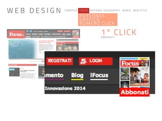 TEMATICA FOCUS NATIONAL GEOGRAPHIC WIRED NEW STYLE
PERSONAS
GRAFICO
NUMERO CLICK
1° CLICKABBONATI!
W E B D E S I G N
 