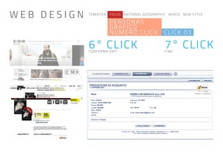 TEMATICA FOCUS NATIONAL GEOGRAPHIC WIRED NEW STYLE
PERSONAS
GRAFICO
NUMERO CLICK CLICK 03
6° CLICK 7° CLICKCONFERMA DATI FINE
W E B D E S I G N
 