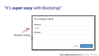 “It’s super-easy with Bootstrap”
Modaler Dialog
http://getbootstrap.com/javascript/#modals
 