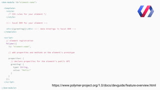 https://www.polymer-project.org/1.0/docs/devguide/feature-overview.html
 
