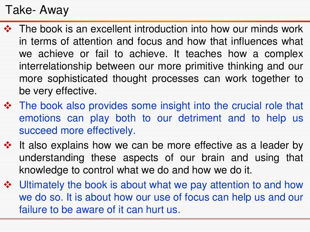Focus The Hidden Driver Of Excellence Summary