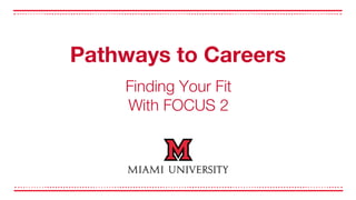 Finding Your Fit
With FOCUS 2
Pathways to Careers
 