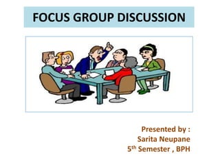 FOCUS GROUP DISCUSSION
Presented by :
Sarita Neupane
5th Semester , BPH
 
