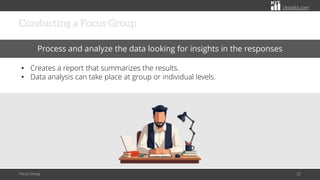 citoolkit.com
citoolkit.com
citoolkit.com
Conducting a Focus Group
Focus Group 22
Process and analyze the data looking for insights in the responses
• Creates a report that summarizes the results.
• Data analysis can take place at group or individual levels.
 