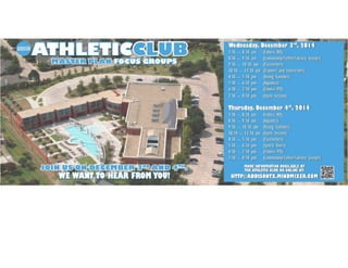 Addison Athletic Club Focus Group Meeting Schedule