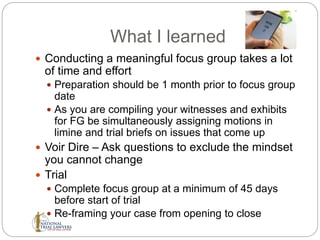 Why you should present your case to a focus group | PPT