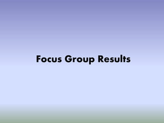 Focus Group Results 
 