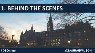 #DSOnline @LAURAEWILSON
1. BEHIND THE SCENES
 