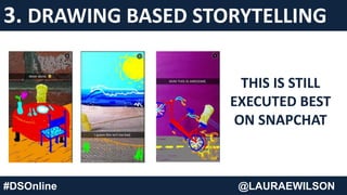 #DSOnline @LAURAEWILSON
THIS IS STILL
EXECUTED BEST
ON SNAPCHAT
3. DRAWING BASED STORYTELLING
 