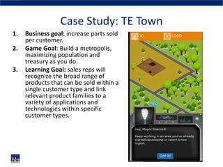 Case Study: TE Town
1. Business goal: increase parts sold
per customer.
2. Game Goal: Build a metropolis,
maximizing popul...
