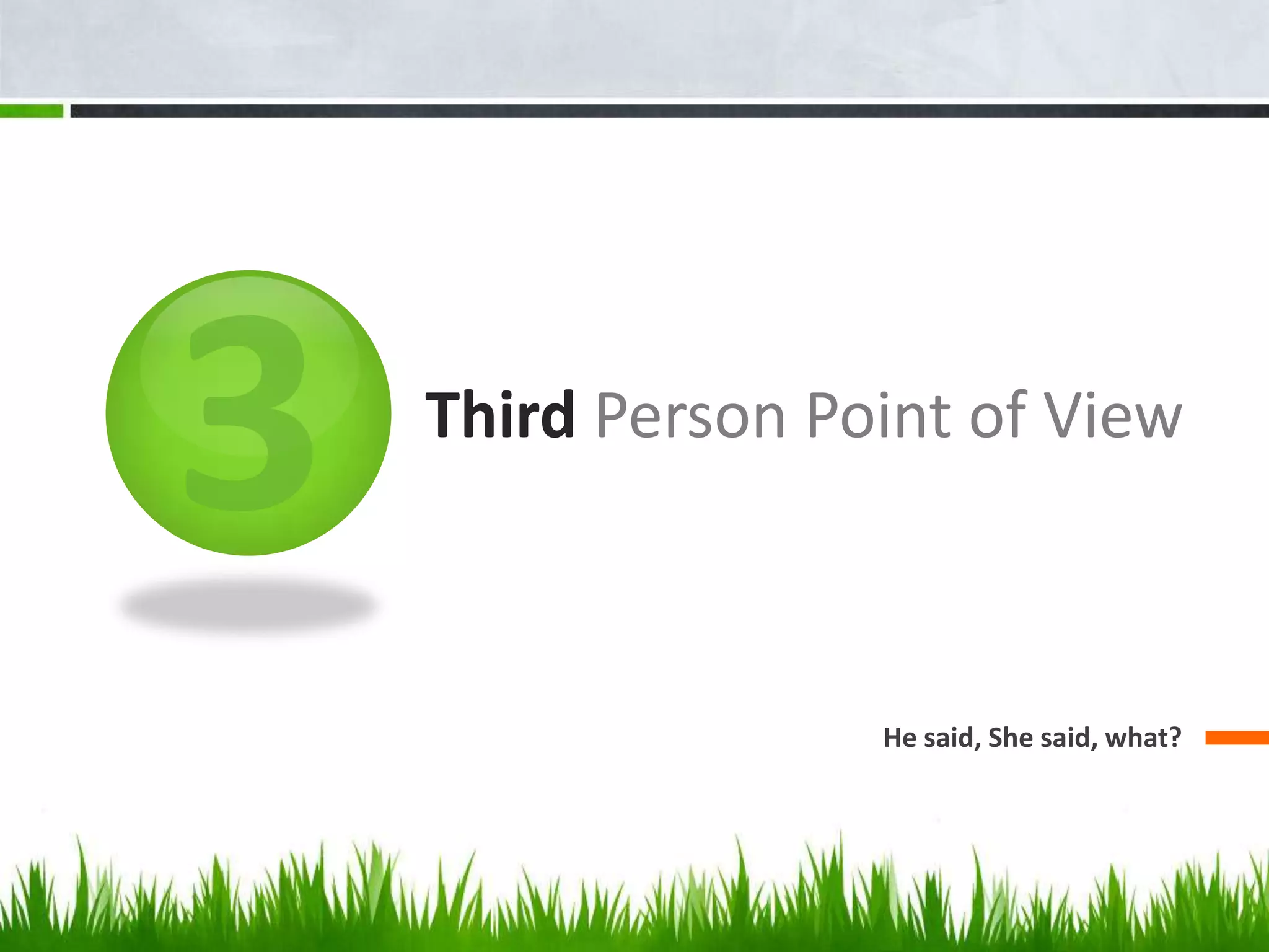 3Third Person Point of ViewHe said, She said, what?