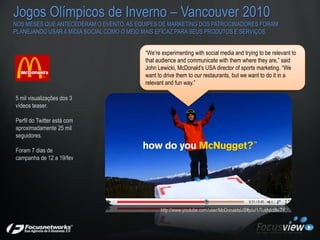 Jogos Olímpicos de Inverno – Vancouver 2010
NOS MESES QUE ANTECEDERAM O EVENTO, AS EQUIPES DE MARKETING DOS PATROCINADORES...