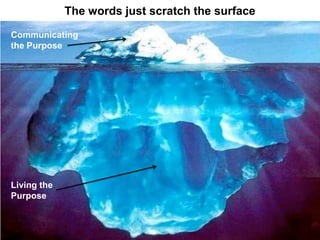 The words just scratch the surfaceCommunicating the PurposeLiving the Purpose