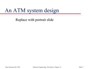 ©Ian Sommerville 1995 Software Engineering, 5th edition. Chapter 15 Slide 7
An ATM system design
Replace with portrait slide
 