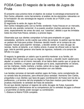 Foda caso el negocio de la venta de jugos de fruta | DOCX