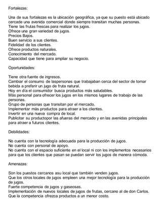 Foda caso el negocio de la venta de jugos de fruta | DOCX