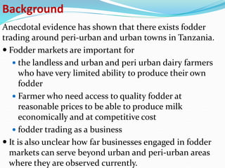 Fodder markets study in Tanzania