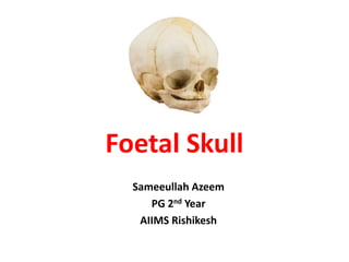 Foetal Skull
Sameeullah Azeem
PG 2nd Year
AIIMS Rishikesh
 