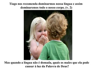 Tiago nos recomenda dominarmos nossa língua e assim  dominaremos todo o nosso corpo. (v. 2) Mas quando a língua não é domada, quais os males que ela pode  causar à luz da Palavra de Deus? 