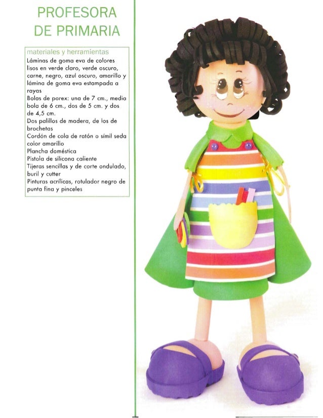 muñeca goma eva profesora