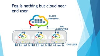 Fog is nothing but cloud near
end user
 