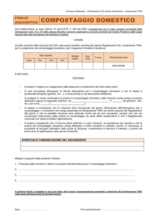 Comune di Massafra – Dichiarazione IUC utenze domestiche – componente TARI
Data, ………………………………. Firma del Dichiarante ……………...