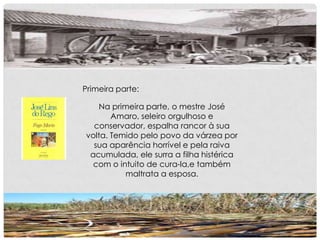 Primeira parte:
Na primeira parte, o mestre José
Amaro, seleiro orgulhoso e
conservador, espalha rancor à sua
volta. Temido pelo povo da várzea por
sua aparência horrível e pela raiva
acumulada, ele surra a filha histérica
com o intuito de cura-la,e também
maltrata a esposa.
 