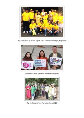 [Fig-58(a): Start of Bharat Jagruti Yatra Suchindram Temple, Nagarcoil]
[Fig-58(b): Cancer Screening awareness program]
[Fig-59: National Tree Plantation Drive 2018]
 