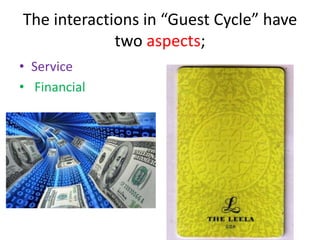 The interactions in “Guest Cycle” have
two aspects;
• Service
• Financial
 