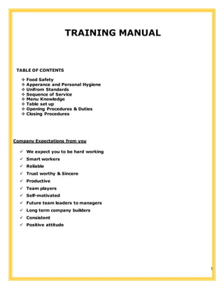 Food Safety Training Restaurant | PDF