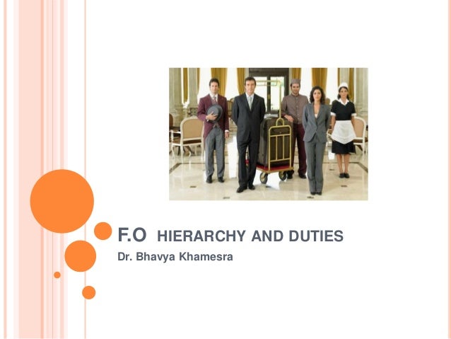 Hotel Front Office Department Hierarchy Functions