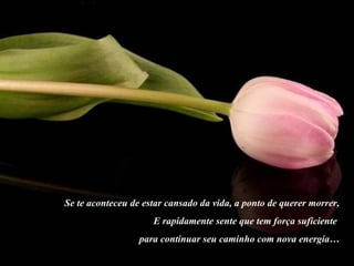 Se te aconteceu de estar cansado da vida, a ponto de querer morrer, E rapidamente sente que tem força suficiente  para continuar seu caminho com nova energia… 