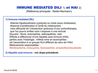 IMMUNE MEDIATED DILI 1) et HAI 2)
(Référence principale : Weiler-Normann)
1) Immune mediated DILI 
 
Atteinte hépatocellul...
