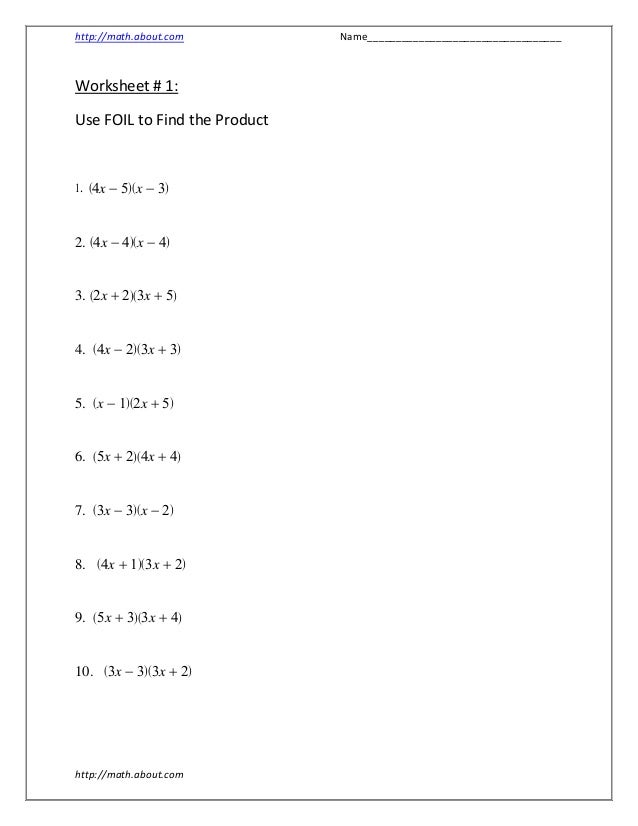  Algebra Foil Method Worksheets Free Download Gmbar co