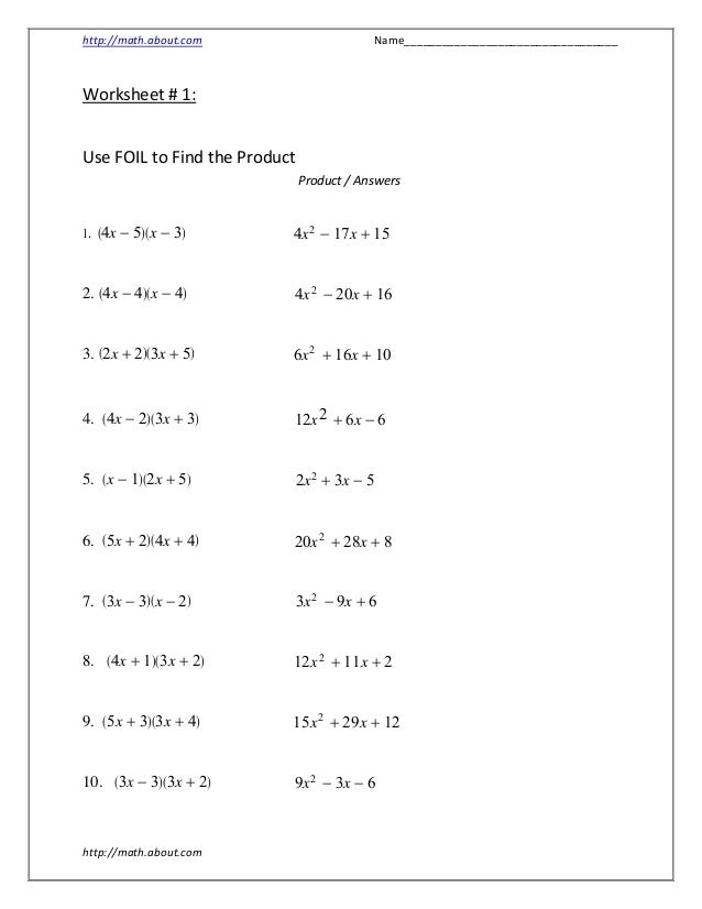 foil-worksheets