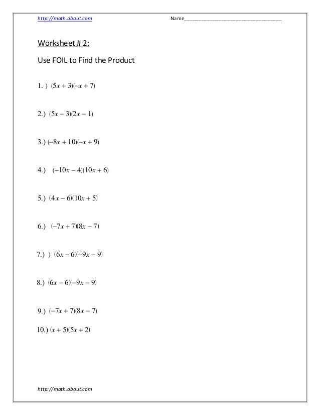 Worksheets Foil Method Worksheets foil math worksheets printables integrated delibertad worksheets