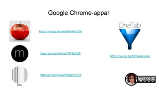 Google Chrome-appar
https://youtu.be/mok8nMryLGw
https://youtu.be/LiqY0F4gV2E
https://youtu.be/wVdQgl1cYyY
https://youtu.be/5lrBkm7eovk
 