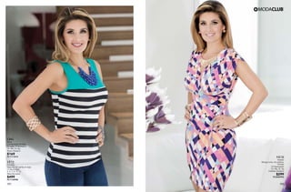 101 102
VE78
Vestido
Manga corta, con pretina,
forrado
23 Estampado
Ch, Me, Gr, Xg
Poliéster Elastano
$299
PC2020992
CI05
Blusa
Combinación de telas
72 Jade, 79 Arandano
Ch, Me, Gr, Xg
Rayón Elastano
$169
PC1111814
LT72
Pantalón
Mezclilla con perlas en bajo
17 Azul Indigo
3, 5, 7, 9, 11, 13
Mezclilla strech
$499
PC1134998
 