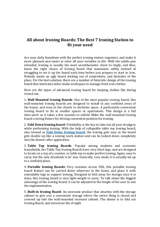 All about Ironing Boards The Best 7 Ironing Station to fit your need