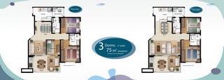 Plantas                                                                           Plantas


               Planta Tipo                                                               Planta Opção
                                                                                           (Living Ampliado)




                             3 75
                               75
                                       Dorms.
                                       Dorms.         (1 suíte)
                                                       (1 suíte)
                                               m2 2privativos
                                               m privativos
                                        Terraço com churrasqueira*
                                          Terraço com churrasqueira*




Planta do Apto. de 75 m2                                               Planta do Apto. de 75 m2
 