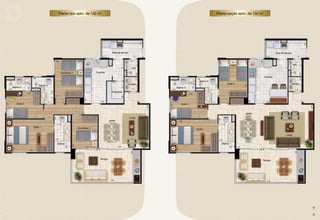 Planta tipo apto. de 132 m2   Planta opção apto. de 132 m2
 