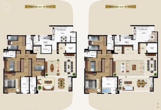 Planta tipo apto. de 155 m2   Planta opção apto. de 155 m2
 