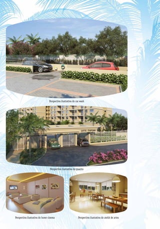 Perspectiva ilustrativa do car wash




                                 Perspectiva ilustrativa da guarita




Perspectiva ilustrativa do home cinema                       Perspectiva ilustrativa do ateliê de artes
 